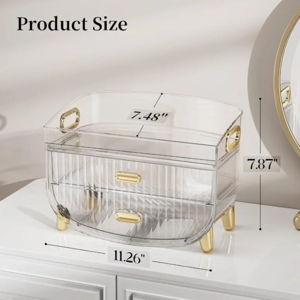 New Clear Makeup Organizer with Drawers, Stylish Vanity & Room Counter Storage